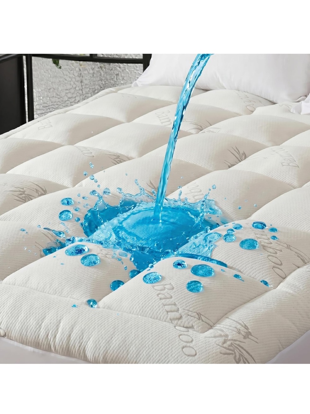 100% waterproof queen size mattress topper viscose made from bamboo pillow